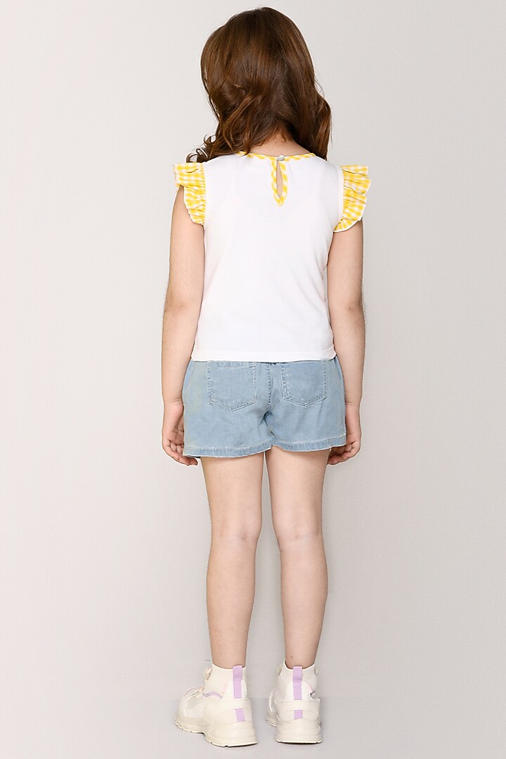 White Cotton Jersey Top For Girls by Jade Garden at Pernia's Pop Up Shop