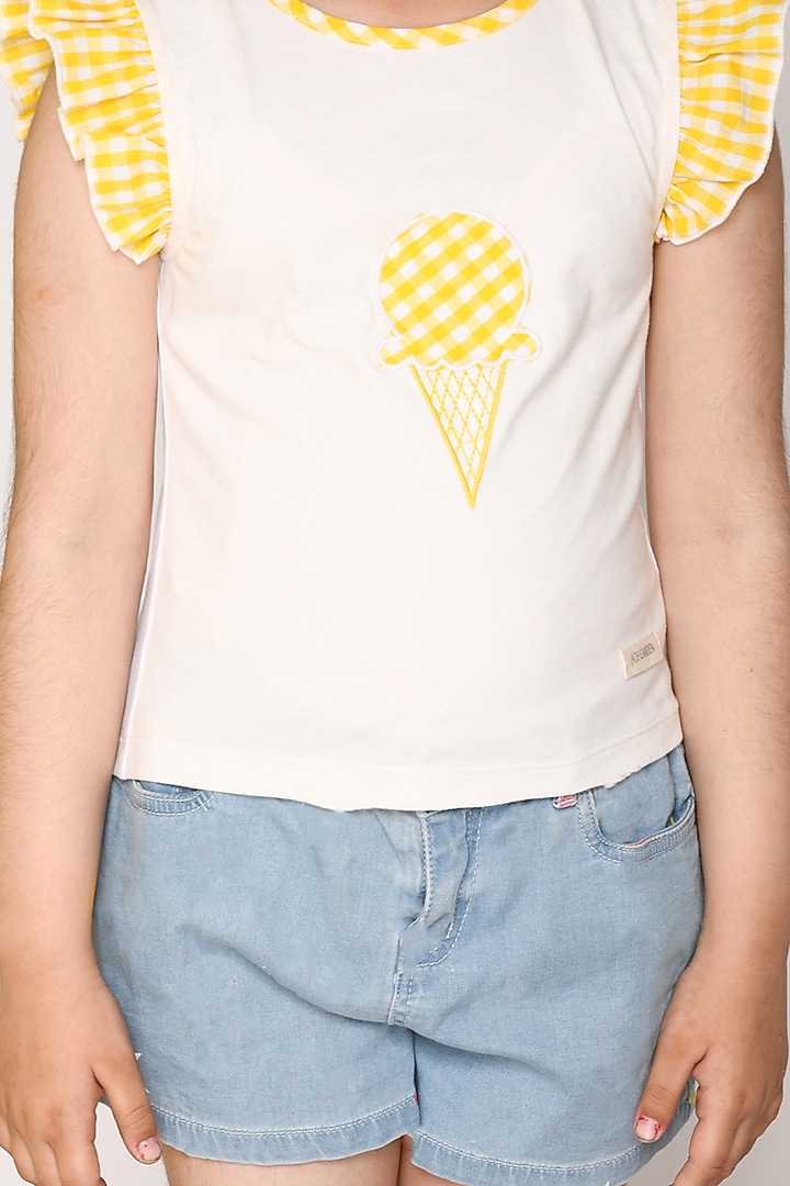 White Cotton Jersey Top For Girls by Jade Garden at Pernia's Pop Up Shop