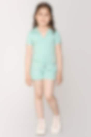 Pool Blue Jersey Co-Ord Set For Girls by Jade Garden at Pernia's Pop Up Shop