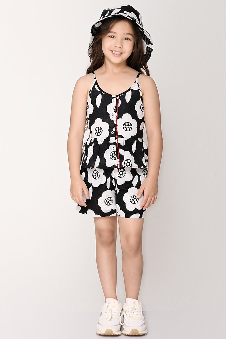 Black & White Printed Co-Ord Set For Girls by Jade Garden