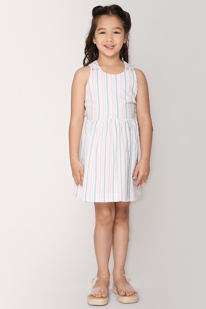 Multi-Colored Cotton Dress For Girls by Jade Garden