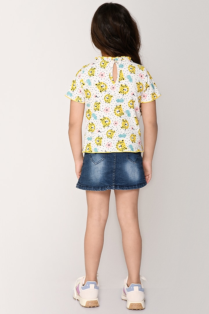 White Polyester Cotton T-Shirt For Girls by Jade Garden at Pernia's Pop Up Shop