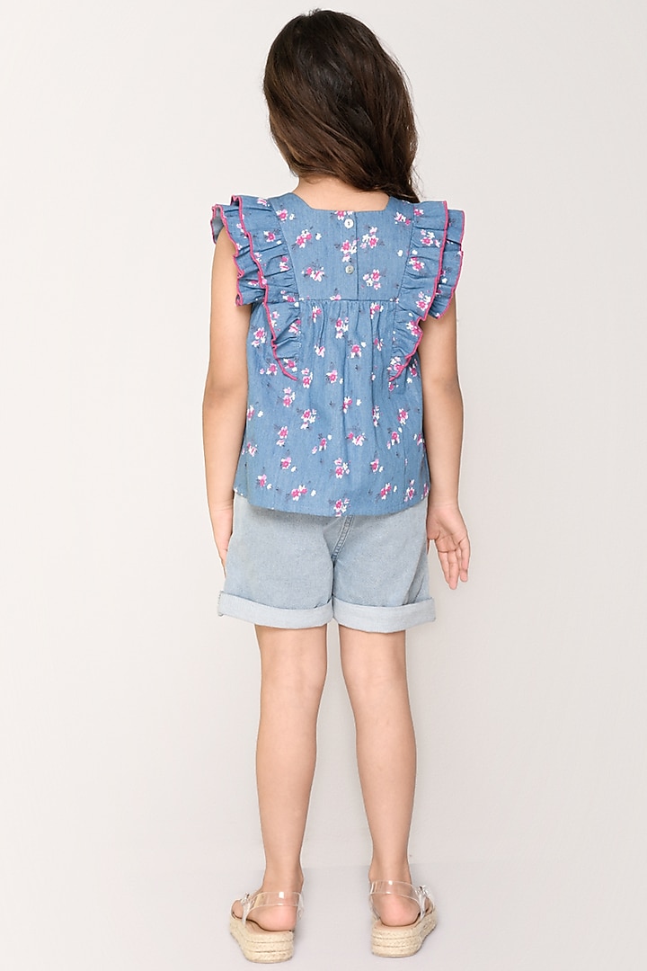 Denim Cotton Top For Girls by Jade Garden at Pernia's Pop Up Shop