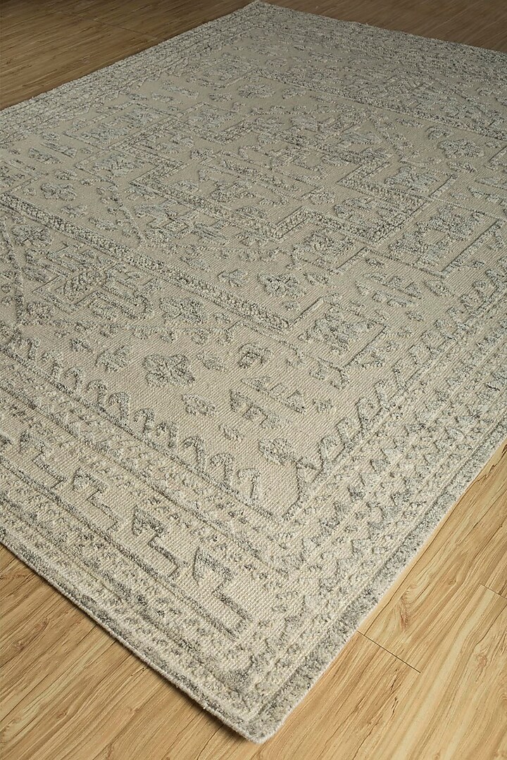 Natural Off White & Natural Silver Wool Area Rug by Jaipur Rugs at Pernia's Pop Up Shop
