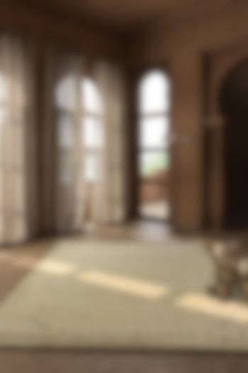 Undyed White Wool Abstract Printed Area Rug by Jaipur Rugs at Pernia's Pop Up Shop