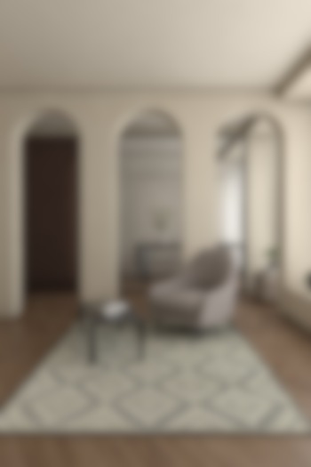 Winter White Wool Trellis Printed Area Rug by Jaipur Rugs at Pernia's Pop Up Shop