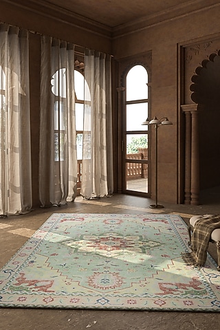 Jade Green Hand Knotted Wool Rug by Jaipur Rugs