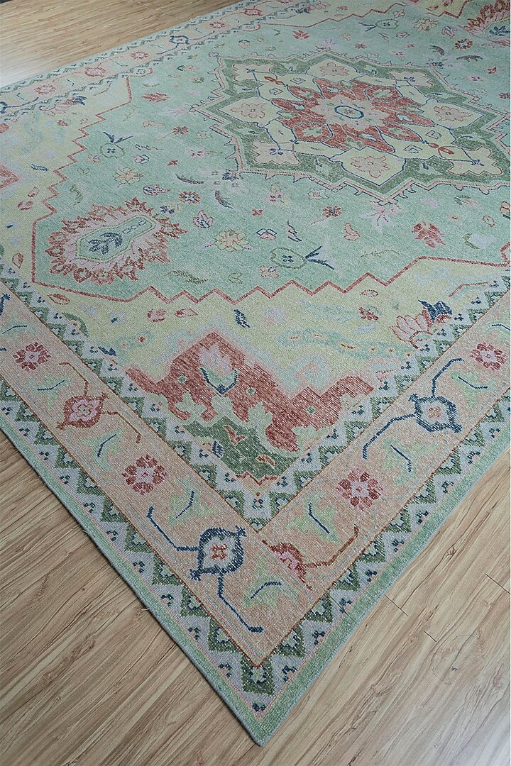 Jade Green Hand Knotted Wool Rug by Jaipur Rugs at Pernia's Pop Up Shop