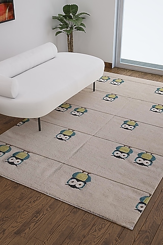 Antique White Animal Printed Rug by Jaipur Rugs