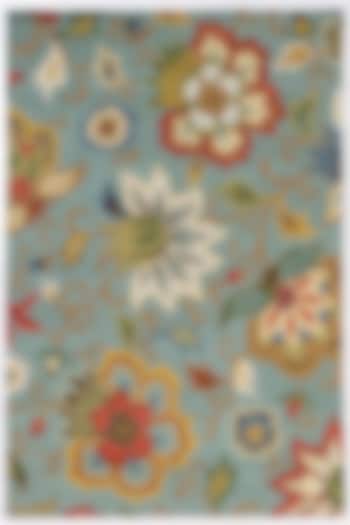 Light Turquoise Floral Wool Rug by Jaipur Rugs