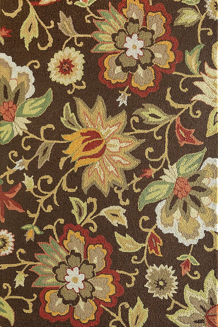 Dark Chocolate Floral Wool Rug by Jaipur Rugs