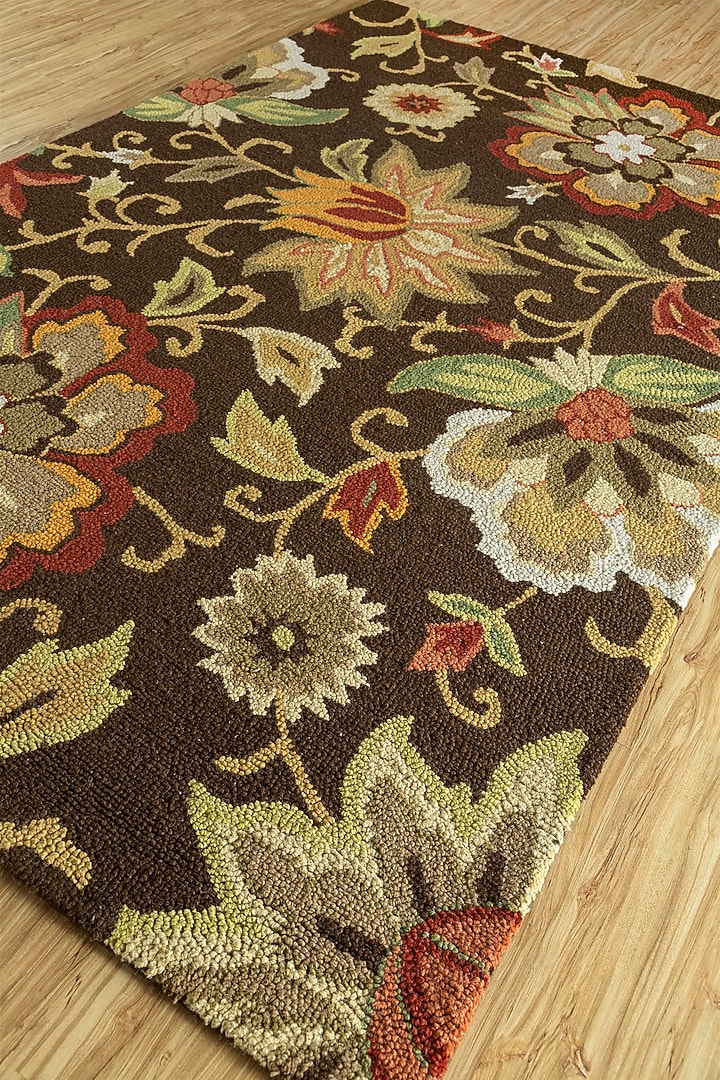 Dark Chocolate Floral Wool Rug by Jaipur Rugs at Pernia's Pop Up Shop
