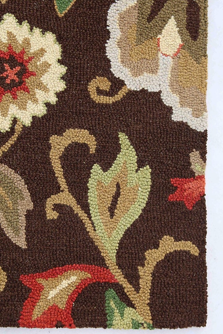 Dark Chocolate Floral Wool Rug by Jaipur Rugs at Pernia's Pop Up Shop