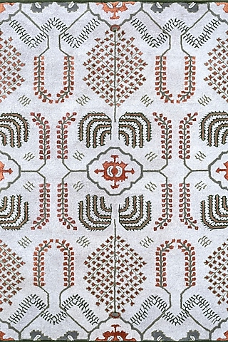 Antique White & Green Wool Rug by Jaipur Rugs