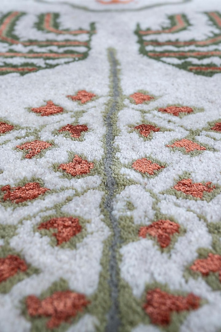 Antique White & Green Wool Rug by Jaipur Rugs at Pernia's Pop Up Shop