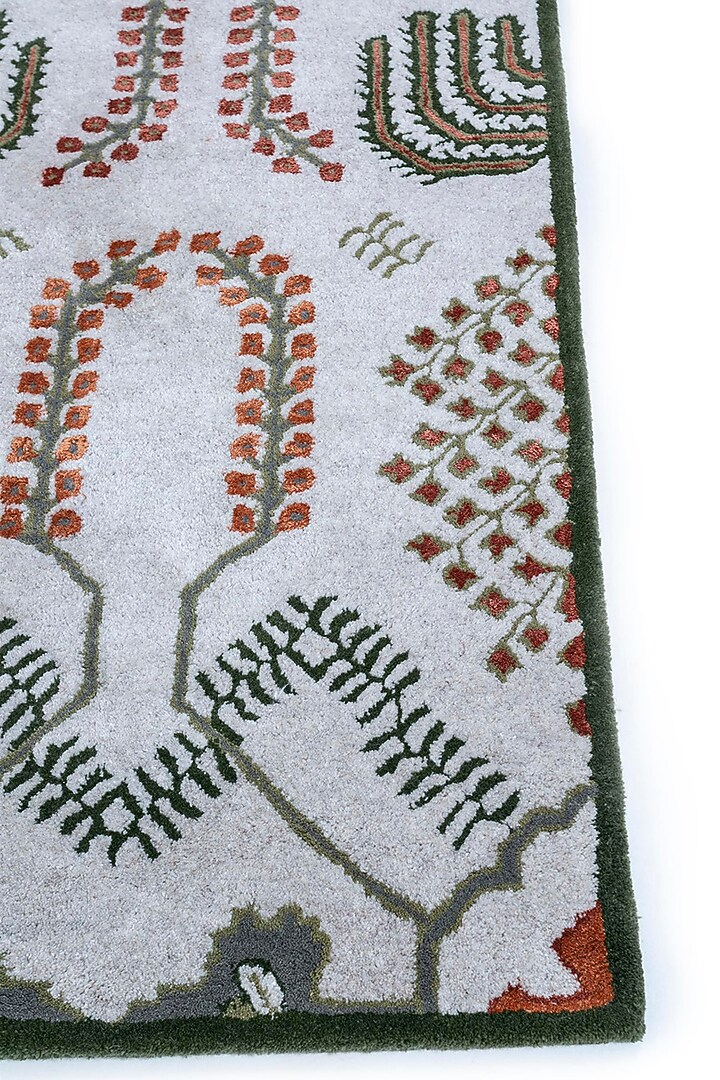Antique White & Green Wool Rug by Jaipur Rugs at Pernia's Pop Up Shop