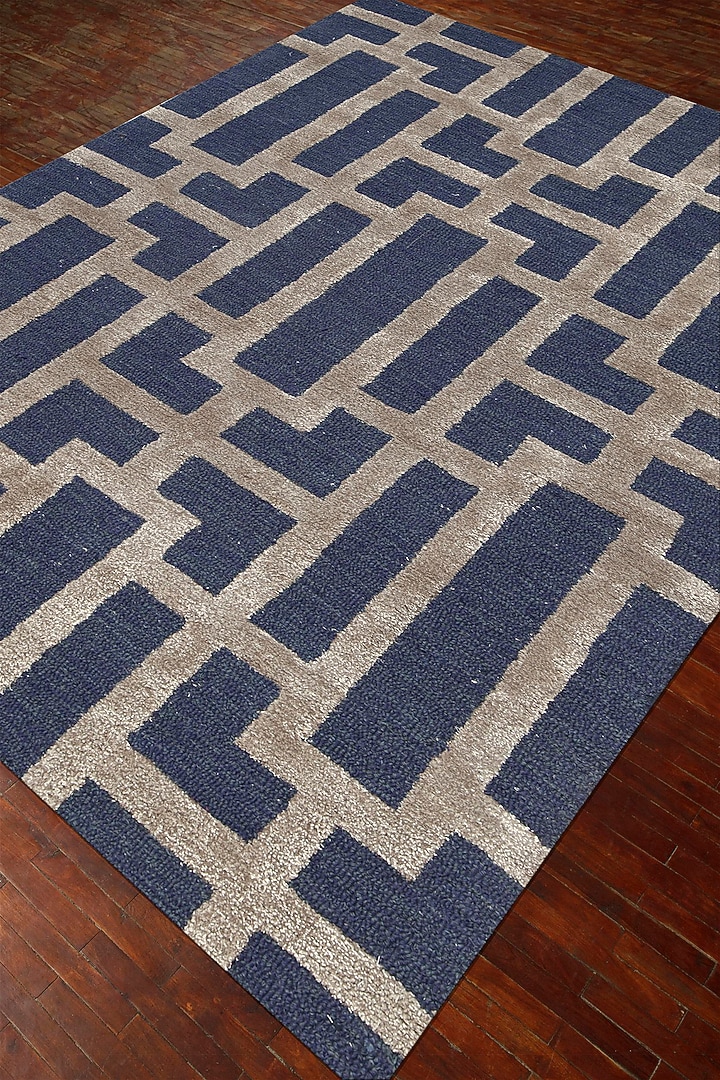 Deep Navy & Dark Grey Wool Rug by Jaipur Rugs at Pernia's Pop Up Shop