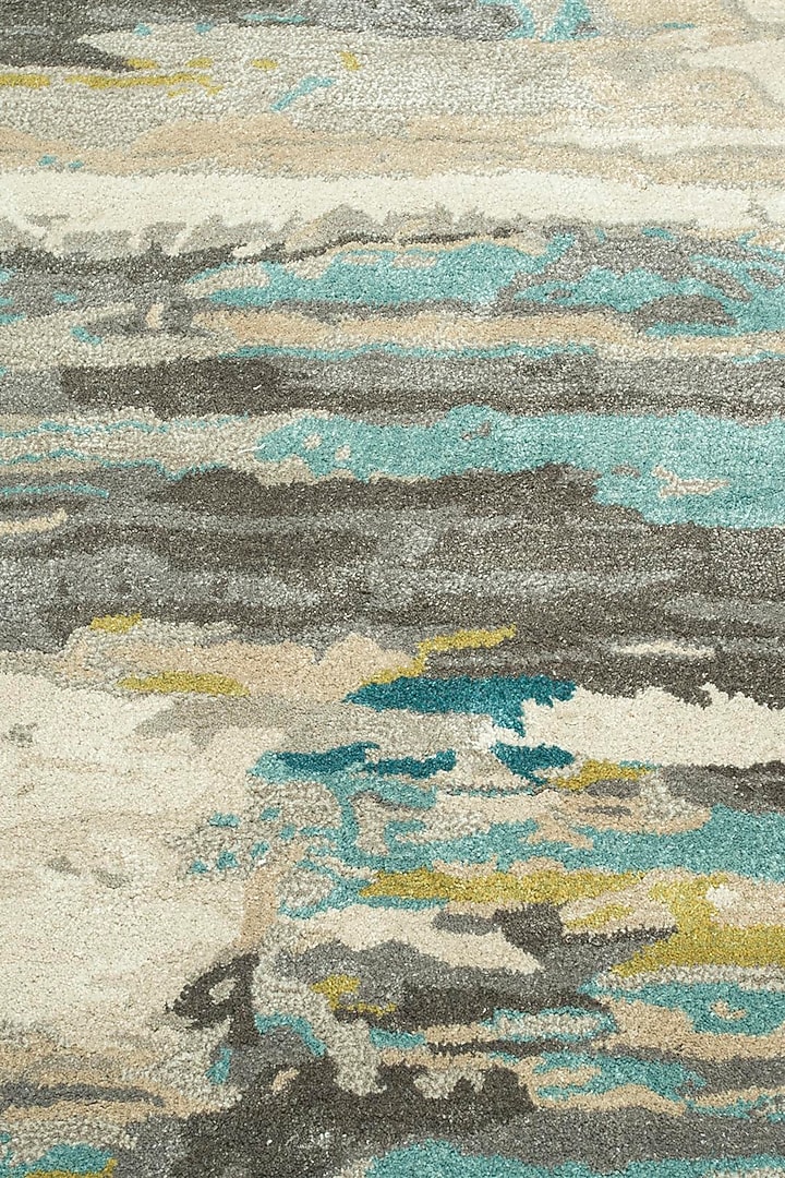 Antique White & Light Turquoise Wool Rug by Jaipur Rugs at Pernia's Pop Up Shop