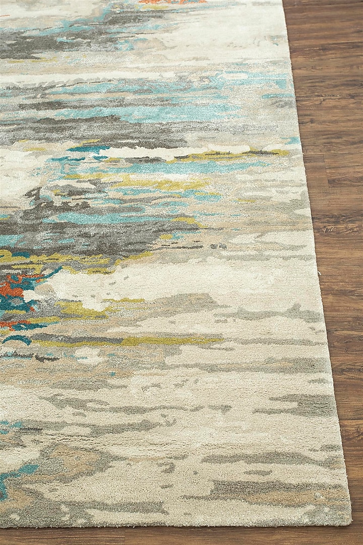 Antique White & Light Turquoise Wool Rug by Jaipur Rugs at Pernia's Pop Up Shop