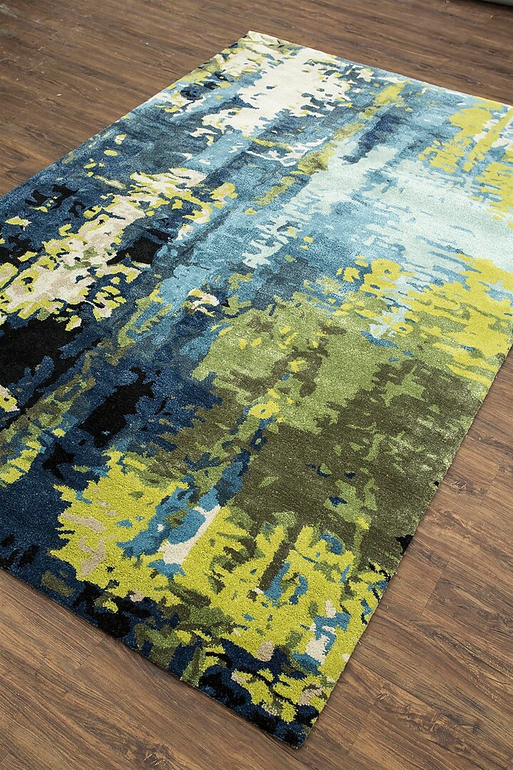 Ensign Blue & Wasabi Wool Rug by Jaipur Rugs at Pernia's Pop Up Shop