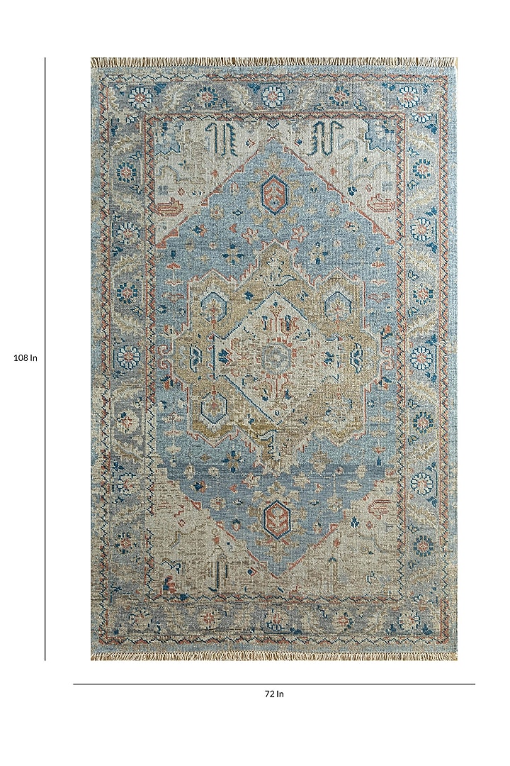 Dusky Blue White Hand Knotted Wool Rug by Jaipur Rugs at Pernia's Pop Up Shop
