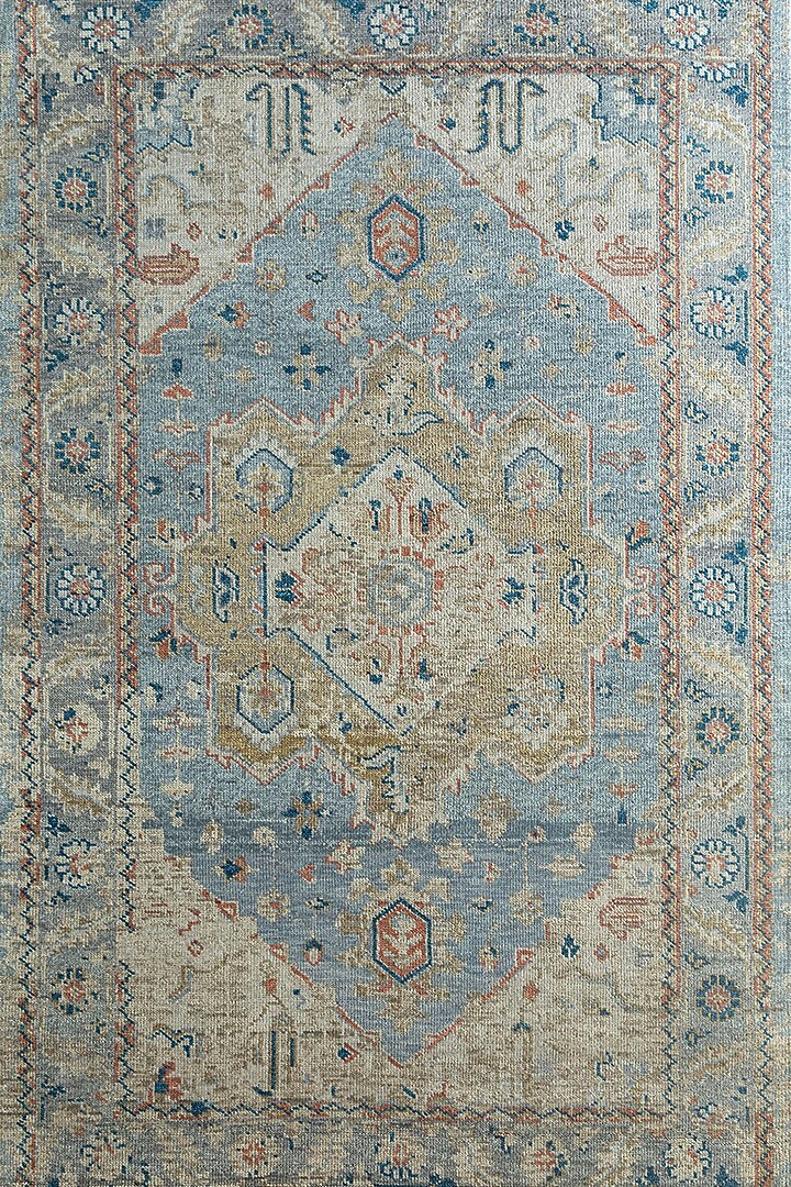 Dusky Blue White Hand Knotted Wool Rug by Jaipur Rugs at Pernia's Pop Up Shop