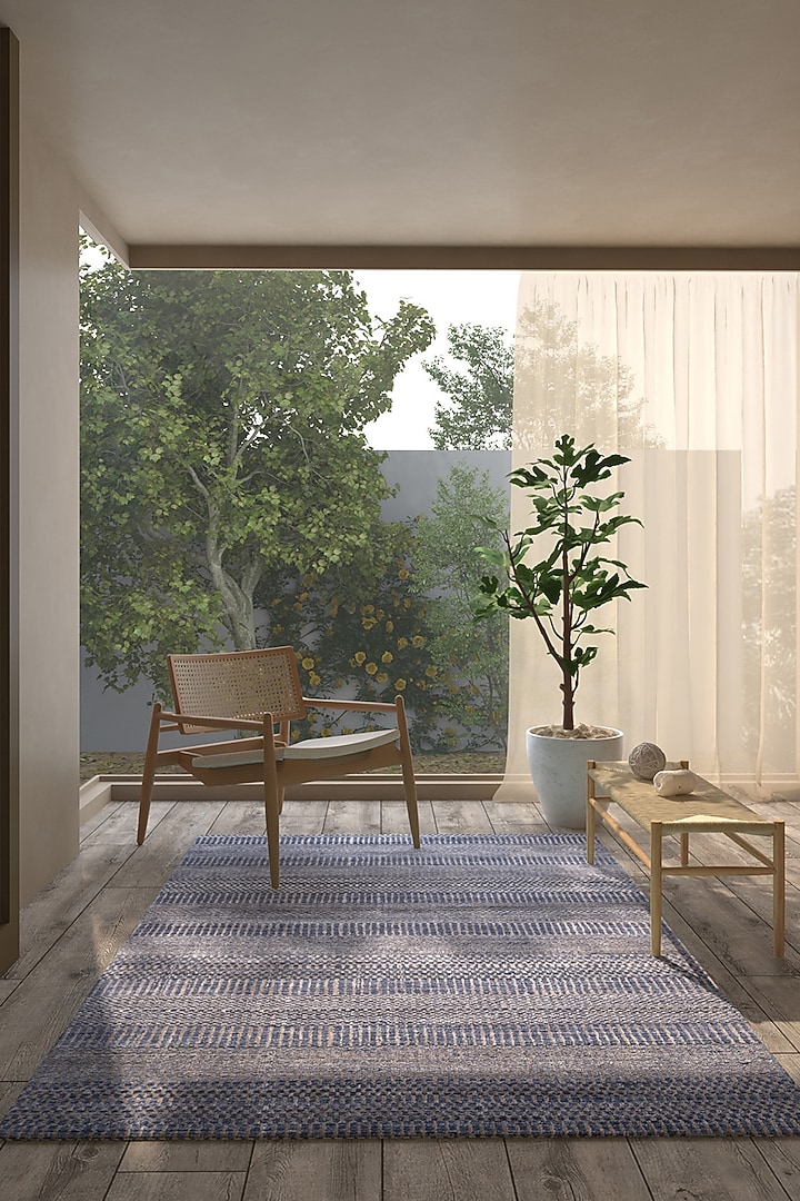 Powder Blue Handwoven Wool Rug by Jaipur Rugs at Pernia's Pop Up Shop