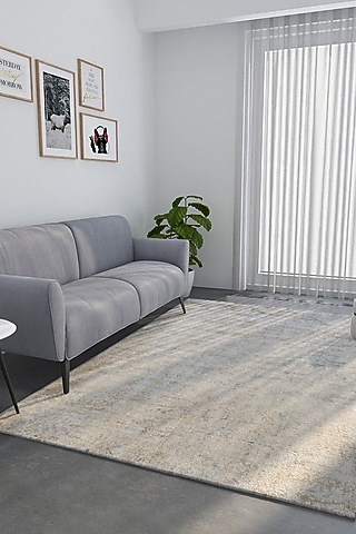 Silver Blue Wool & Viscose Handwoven Rug by Jaipur Rugs