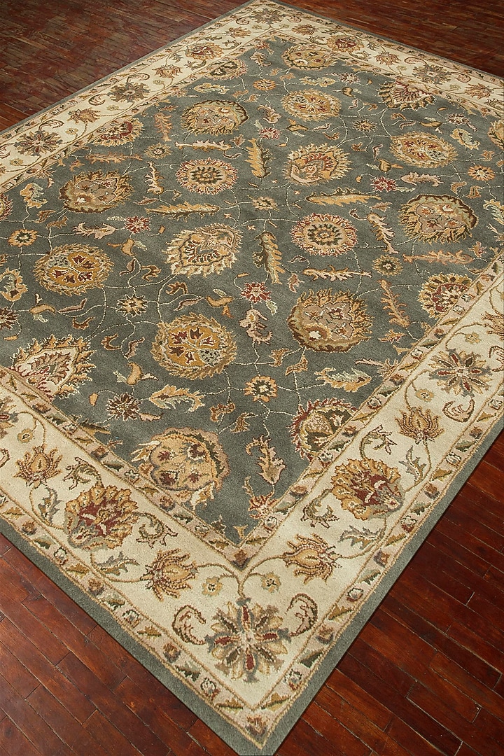 Sea Green & Light Gold Wool Rug by Jaipur Rugs at Pernia's Pop Up Shop