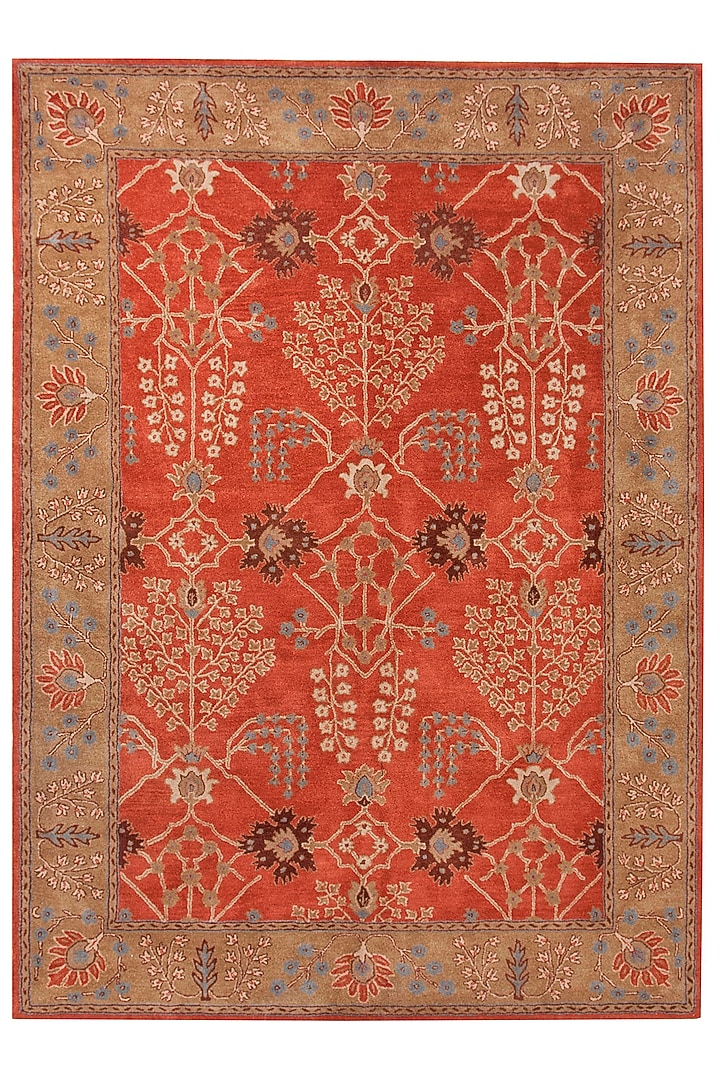 Orange Rust & Gold Brown Wool Rug Design by Jaipur Rugs at Pernia's Pop