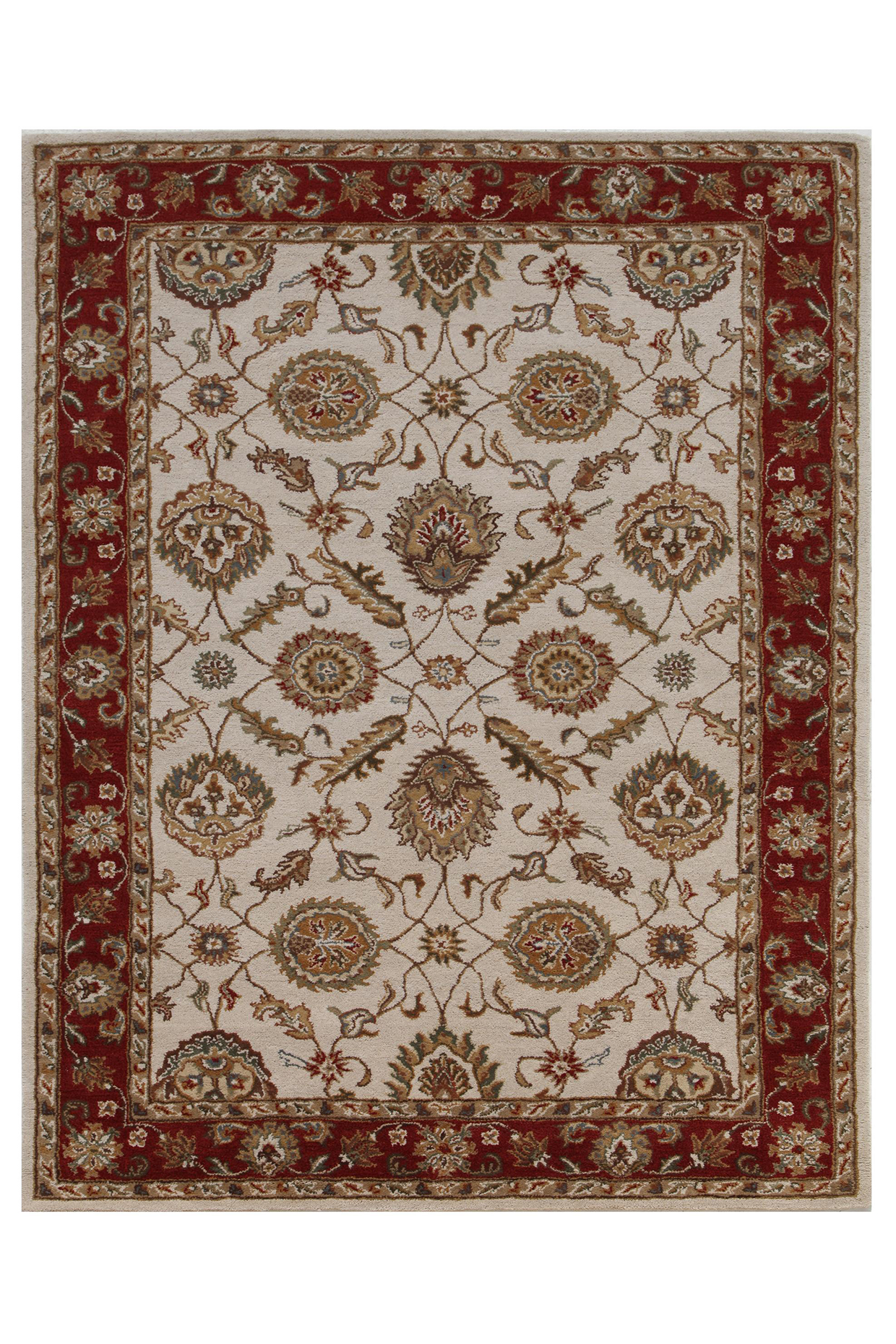 Cloud White & Red Wool Rug by Jaipur Rugs