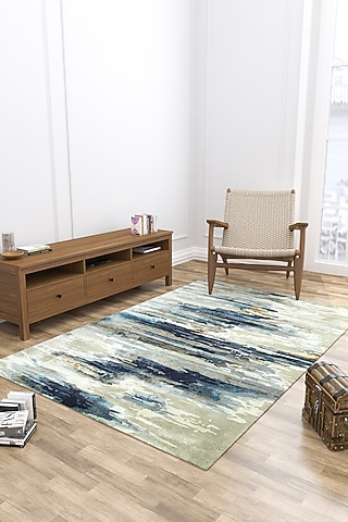 Blue Cotton Yarn Hand Tufted Rug by Jaipur Rugs
