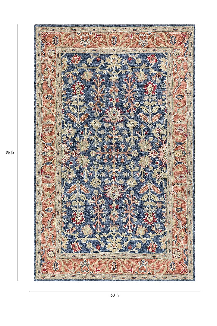 Deep Navy Cotton Yarn Floral Printed & Hand Tufted Rug by Jaipur Rugs at Pernia's Pop Up Shop