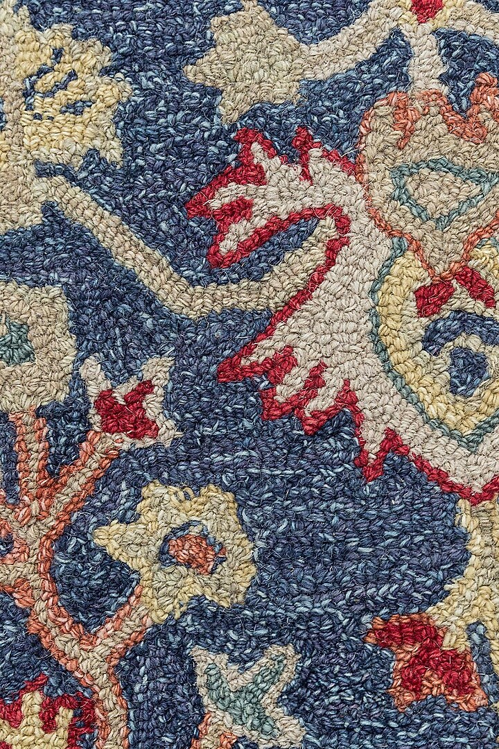 Deep Navy Cotton Yarn Floral Printed & Hand Tufted Rug by Jaipur Rugs at Pernia's Pop Up Shop