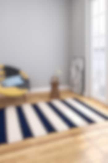 Blue Wool Yarn Striped Rug by Jaipur Rugs at Pernia's Pop Up Shop