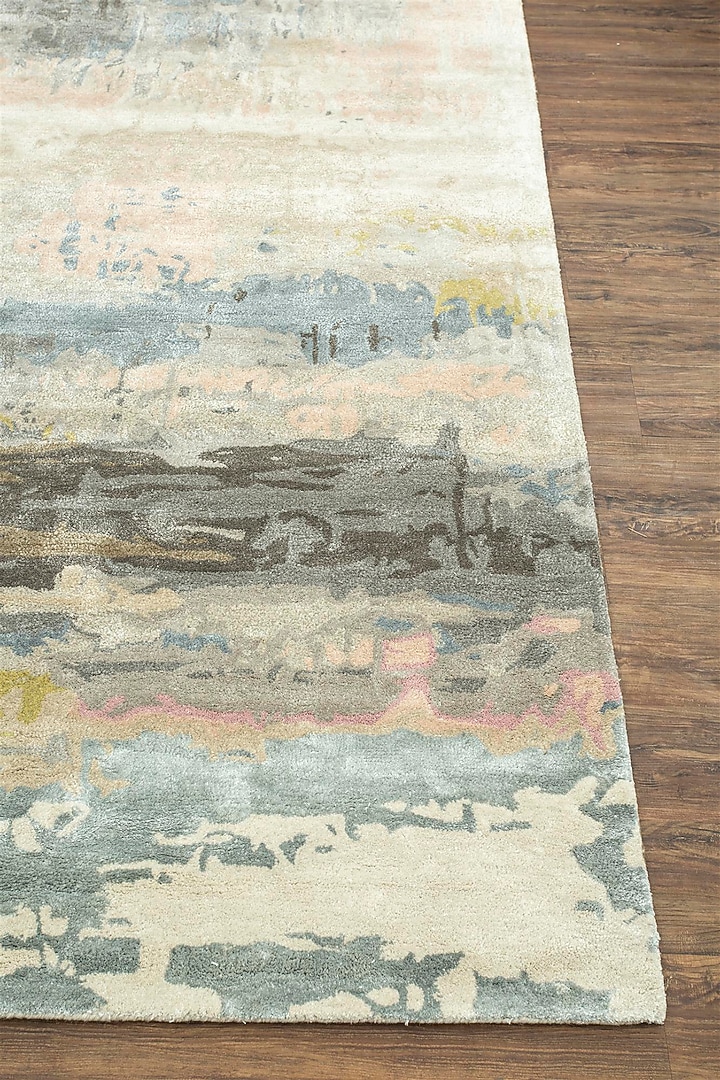 Antique White Viscose Abstract Printed & Hand Tufted Rug by Jaipur Rugs at Pernia's Pop Up Shop