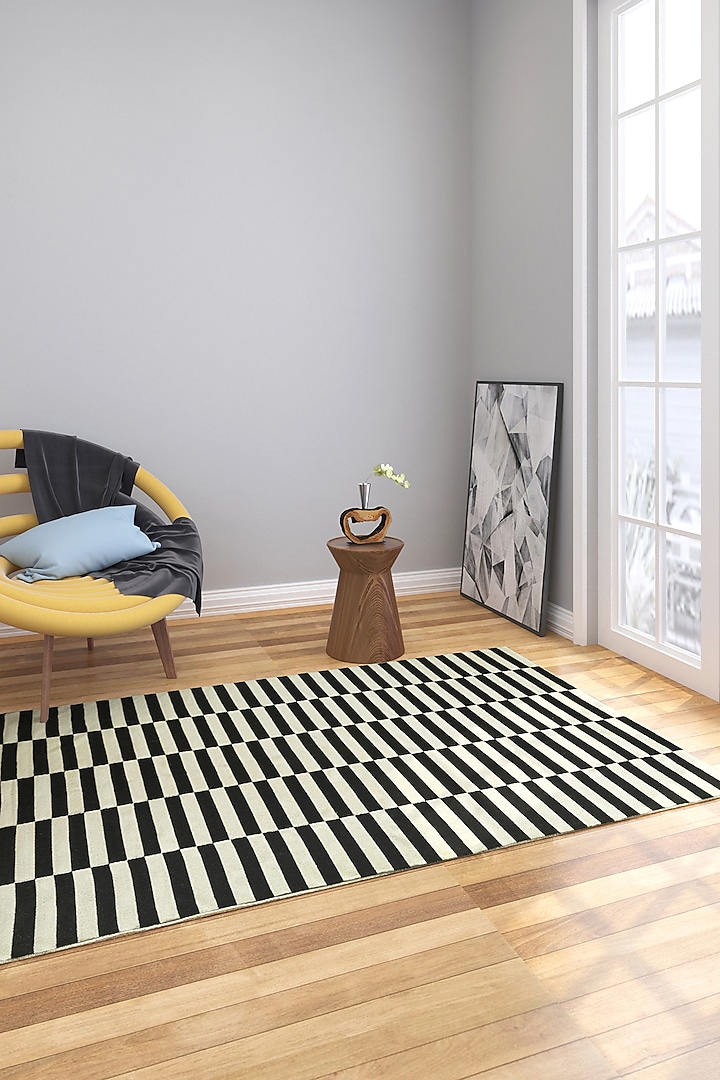 Black Wool Yarn Geometric Area Rug by Jaipur Rugs at Pernia's Pop Up Shop