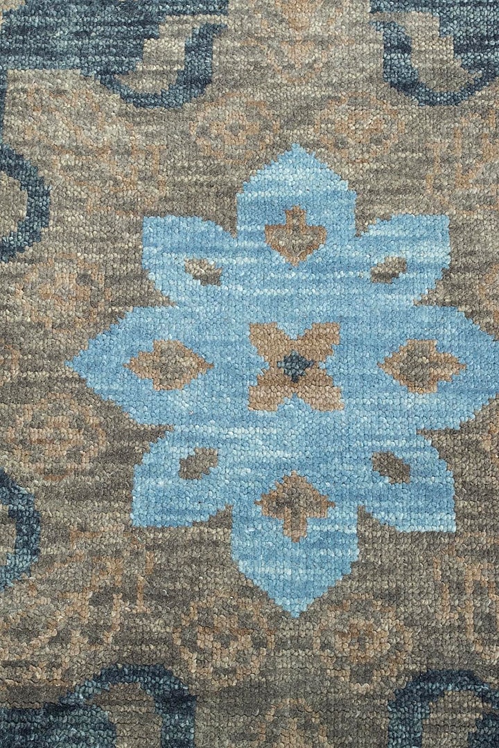 Milky Blue Wool Yarn & Cotton Yarn Oriental Hand-Knotted Area Rug by Jaipur Rugs at Pernia's Pop Up Shop