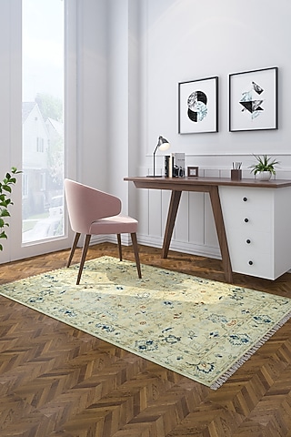 Beige Wool Yarn & Cotton Yarn Oriental Hand-Knotted Area Rug by Jaipur Rugs
