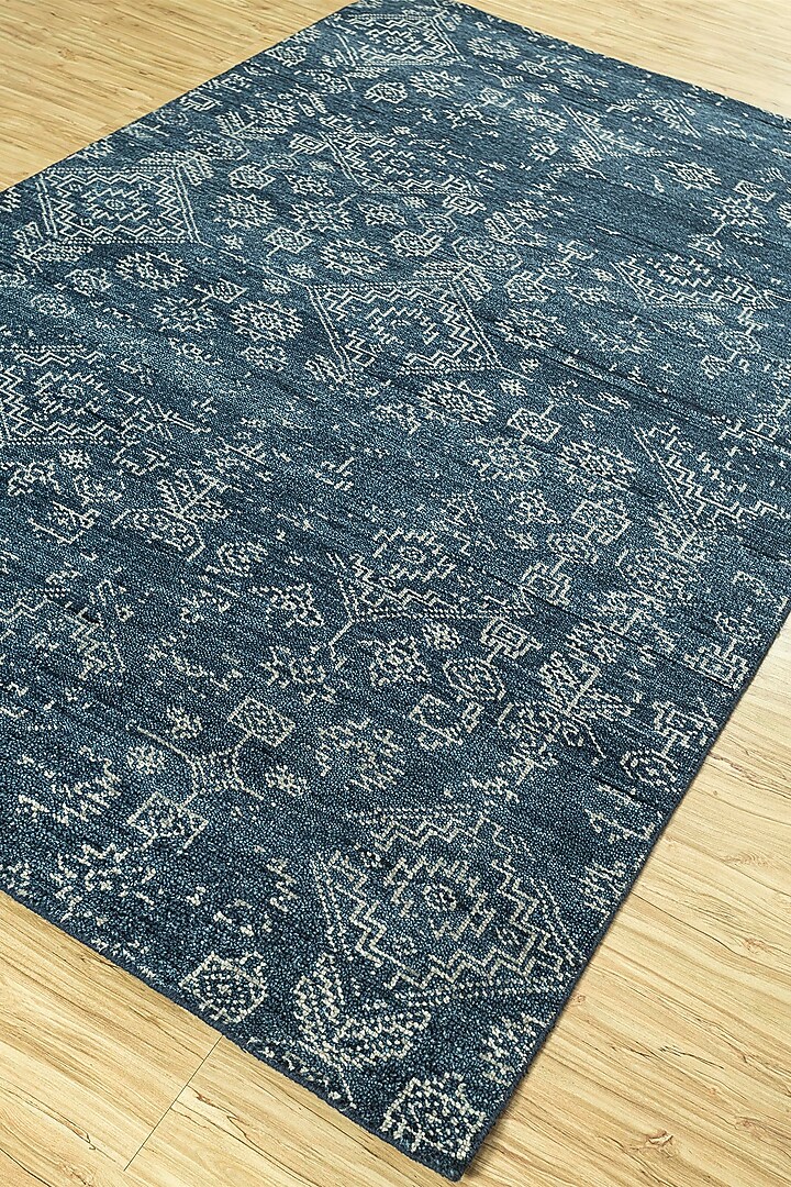Medieval Blue Wool & Cotton Yarn Geometric Hand-Knotted Area Rug by Jaipur Rugs at Pernia's Pop Up Shop