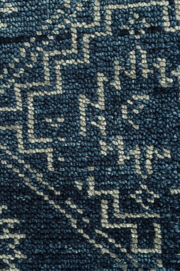 Medieval Blue Wool & Cotton Yarn Geometric Hand-Knotted Area Rug by Jaipur Rugs at Pernia's Pop Up Shop