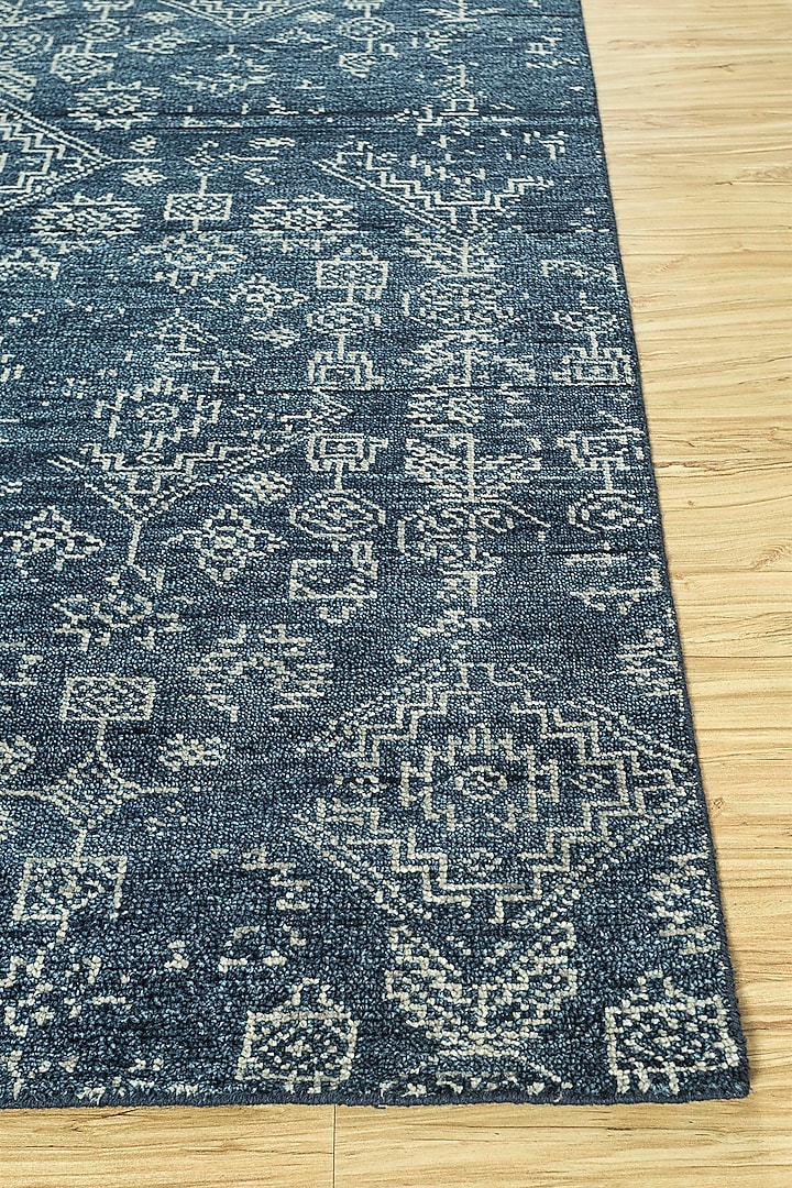 Medieval Blue Wool & Cotton Yarn Geometric Hand-Knotted Area Rug by Jaipur Rugs at Pernia's Pop Up Shop