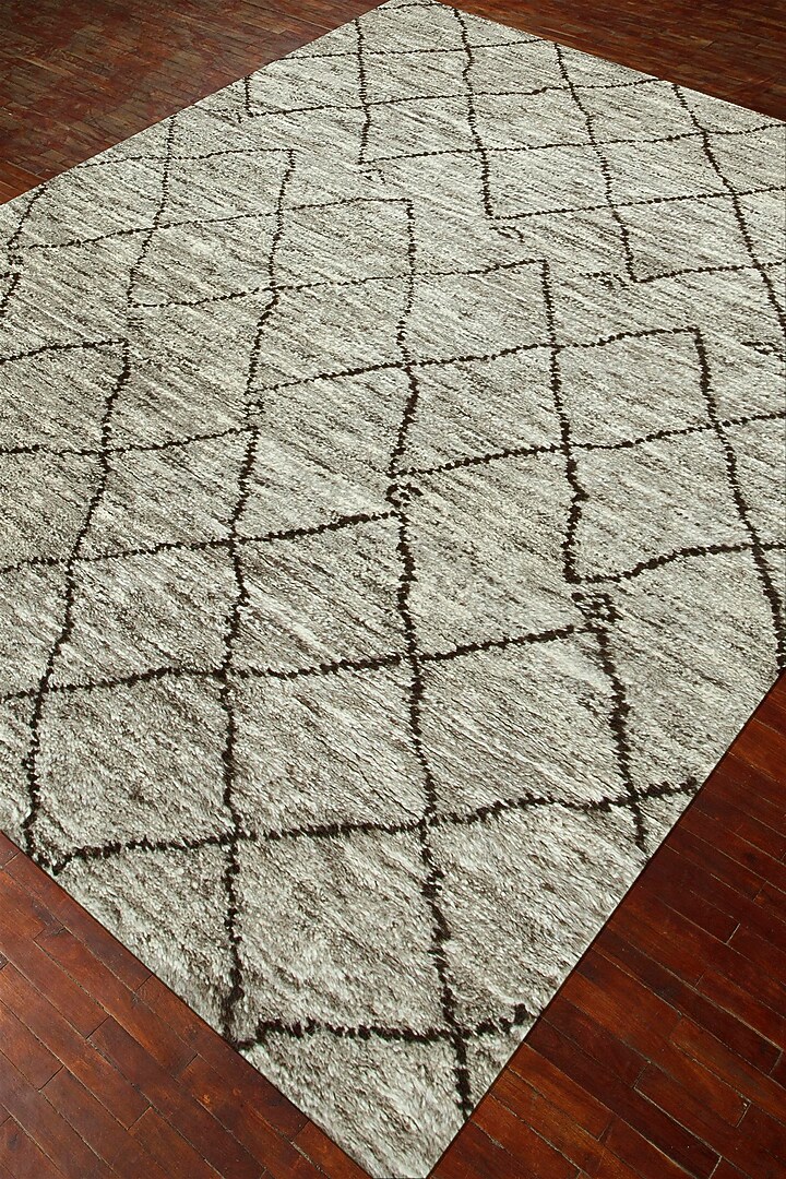 Natural Grey Wool Yarn & Cotton Yarn Morrocan Hand-Knotted Area Rug by Jaipur Rugs at Pernia's Pop Up Shop