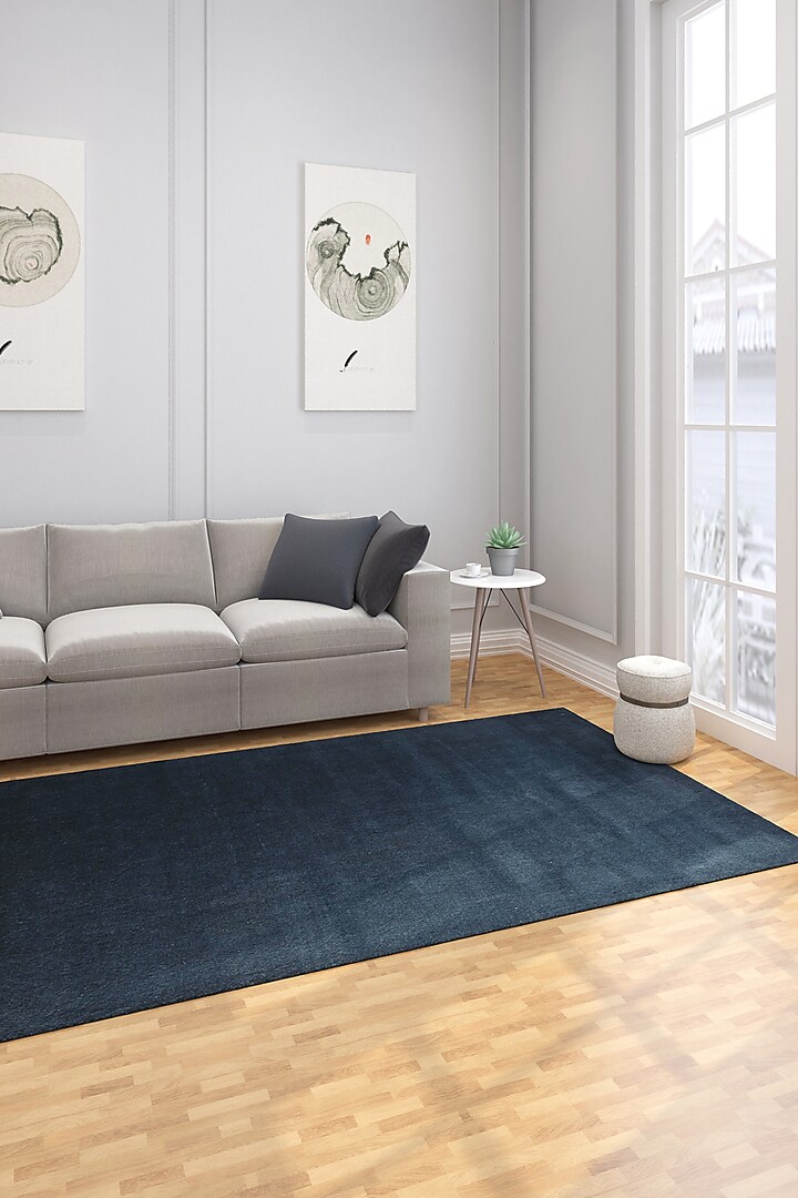 Midnight Navy Wool & Cotton Yarn Hand-Tufted Area Rug by Jaipur Rugs at Pernia's Pop Up Shop