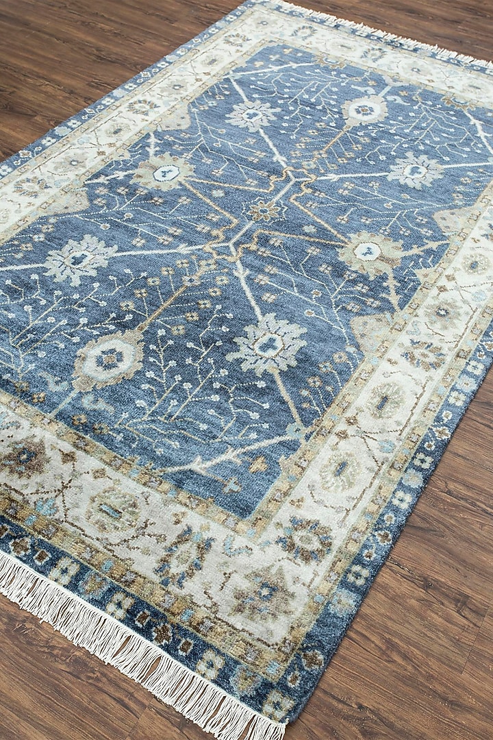 Indigo Blue Wool Yarn Rug by Jaipur Rugs at Pernia's Pop Up Shop