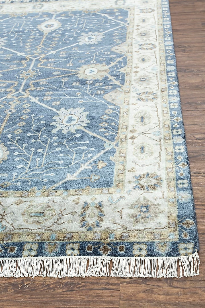 Indigo Blue Wool Yarn Rug by Jaipur Rugs at Pernia's Pop Up Shop