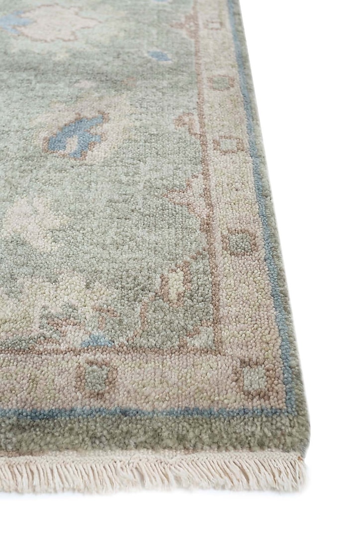 Sea Green Wool Yarn & Cotton Handknotted Rug by Jaipur Rugs at Pernia's Pop Up Shop