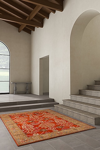 Orange Rust Wool Yarn & Poly Yarn Handtufted Rug by Jaipur Rugs
