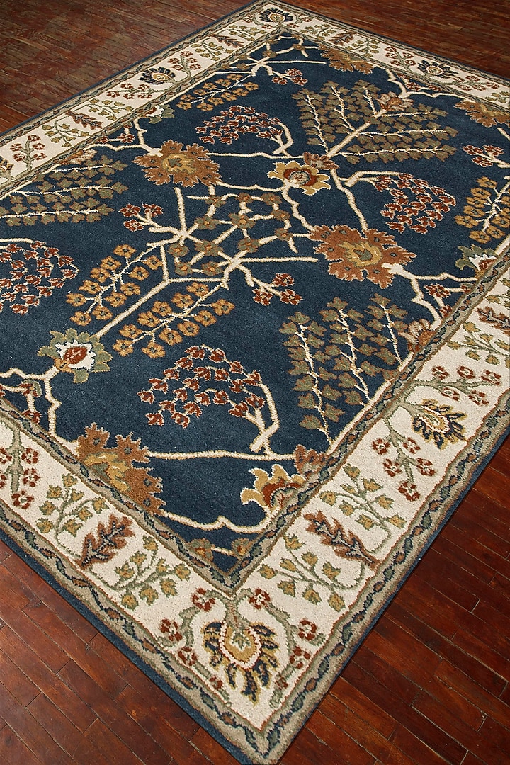 Indigo Blue Wool Yarn & Cotton Yarn Hand Tufted Rug by Jaipur Rugs at Pernia's Pop Up Shop