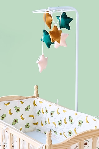 White Cotton & Muslin Hand Printed Bed Bumpers (Set of 2) by Jaipur Gate